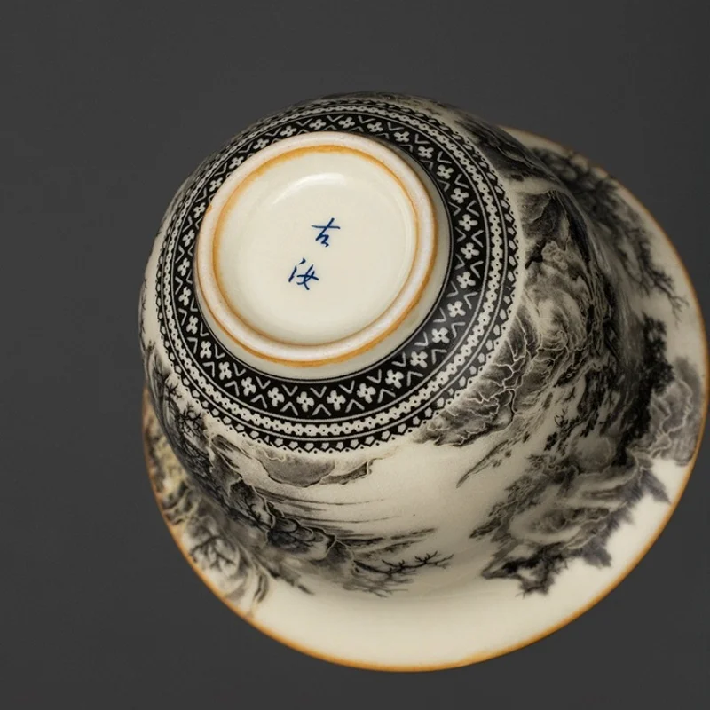 160ML Ru Kiln Landscape Porcelain Gaiwan Set tea set For Tea Tureen Teaware Cup Chinese Yellow Ceramic Opening Tea Bowls Ceremony