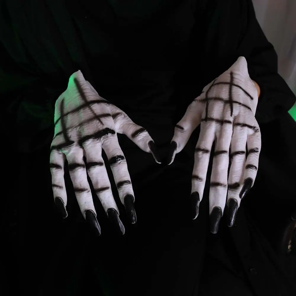 

Funny Party Decor Gift For Women Black Ghost Claws Long Nails Cosplay Gloves Horror Mittens Vinyl Halloween Gloves