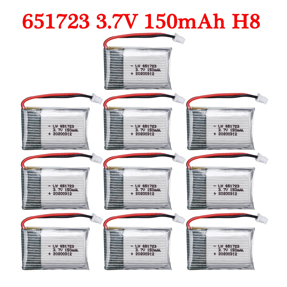 3.7V 150Mah 651723 Per H20 S8 M67 U839 Rc Quadcopter Elicottero Pezzi Di Ricambio 3.7V Batteria Lipo Per H20 Giocattoli Droni Batterie
