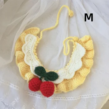 Cute Hand-knitted Knitted Cat Collar Cherry Crochet Pet Scarf Decorative Collar Pet Supplies