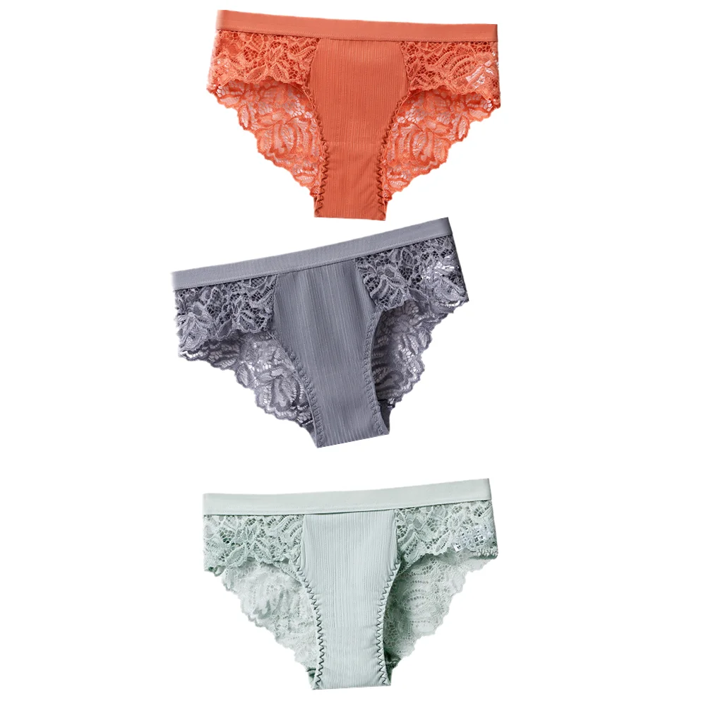 thumbnail image 1 of 3 uds bragas de algodón bragas sexis bragas de encaje ropa interior de mujer bragas para mujer pantalones florales calzoncillos lencería de talla grande, 1 of 5