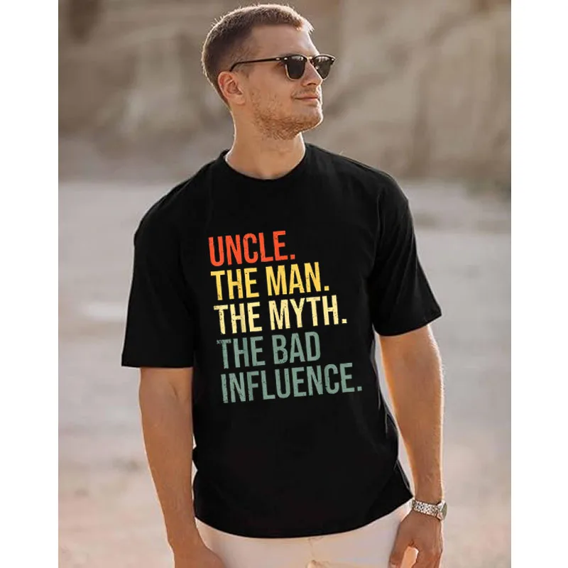 Onkel Der Mann Der Mythos Der schlechte Einfluss Beste lustige Onkel T-Shirt Herrenmode Buchstaben gedruckt Spruch T-Shirt Y2k Tops Neuheit Geschenk