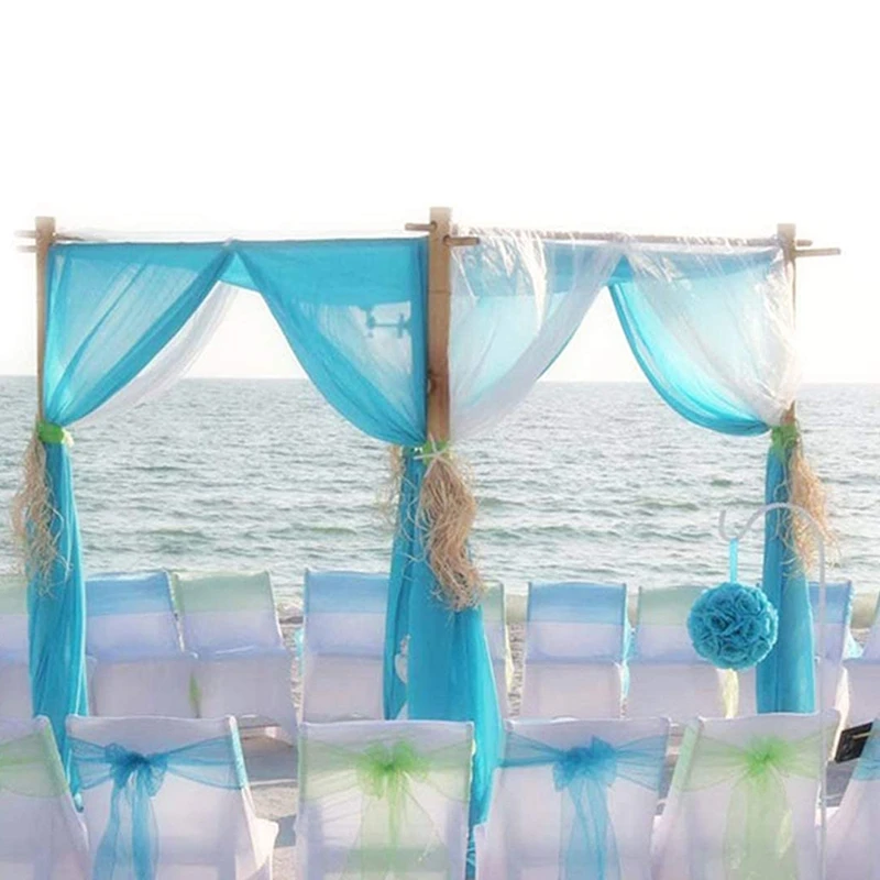 10M Organza Tüll transparenter Stoff Hintergrund Vorhang, moderne Organza Outdoor Party Dekor Stuhl Dekoration für Hochzeit, Party Dekor – Detail 7
