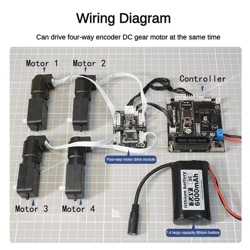 4 Way Encoded Motor Drive Module Onboard Voltage Stabilizing Circuit Motor Control Smart Car Dedicated To Robot Car Part DIY Kit