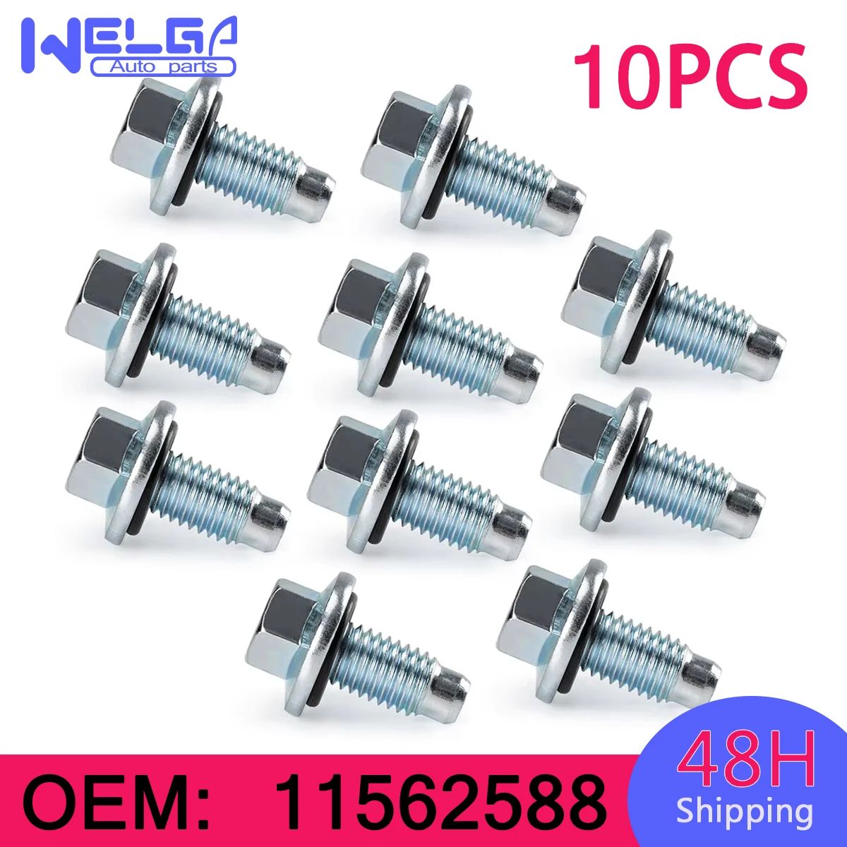 10PC Oil Pan Drain Plug Bolt w/ O-Ring For Chevrolet For Buick Cadillac GMC 11562588 24100042 03538469 96829610 11518377