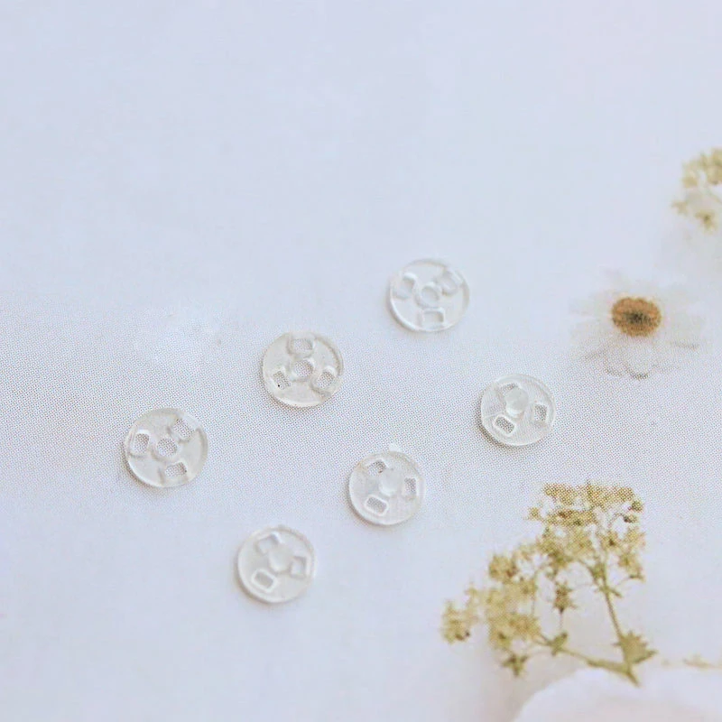 100개 홈 DIY 의류 파자마 흰색 검정색 투명 가방 프레스 버튼 작은 4mm 미니 플라스틱 원형 투명 스냅 버튼