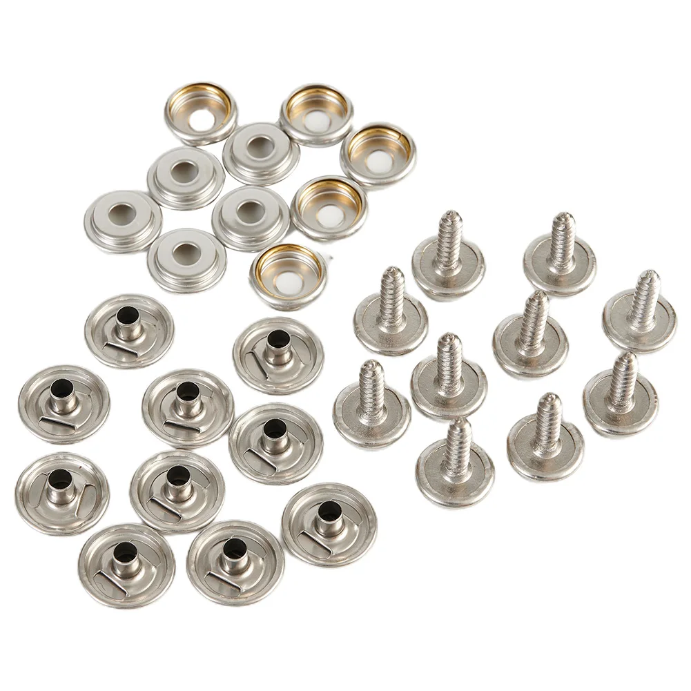 30pcs Cap Screw Kit For Tent Boat Marine Waterproof Marine Boat Covers Awnings Outdoor Furniture Silver Applicable