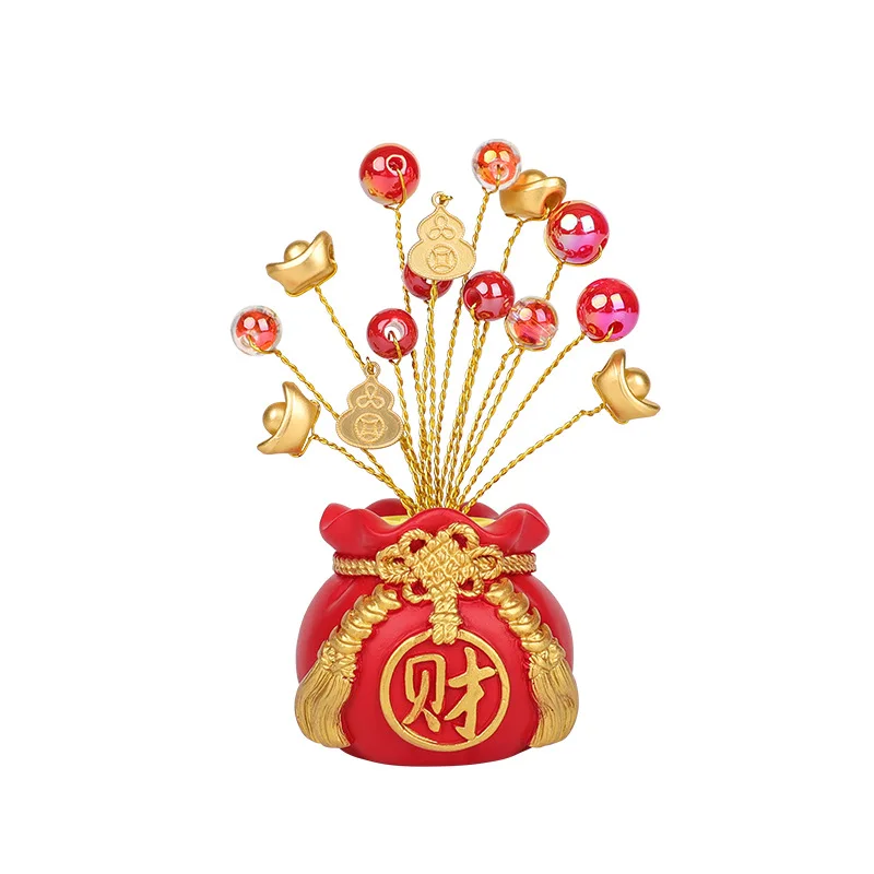 Chinese New Year Money Tree God Feng Shui Fa Cai Lucky Fortune Miniature Spring Festival Home Decorating Desktop Car Ornaments