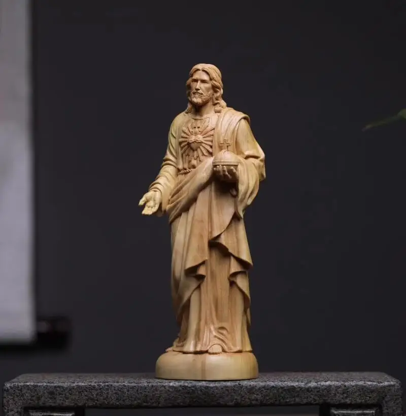 

Wood carvings of boxwood Chinese wooden home carving crafts wooden home carving figurines model hand-made faith gifts Jesus de