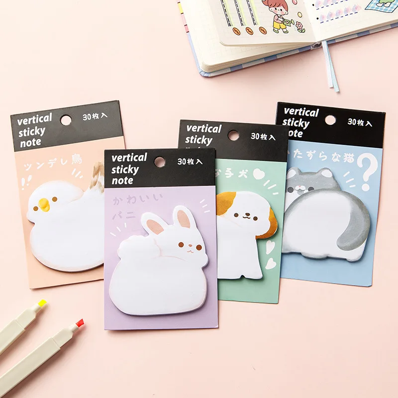 30 Sheets Animal Cartoon Sticky Notes Self-adhesive Colored Funny Label Sticky Notes Memo Pad Planner School Office Supplies sticky bookmarks index tabs flags sticky note self adhesive pvc fluorescent arrow flag tabs colored sticky notes school supplies