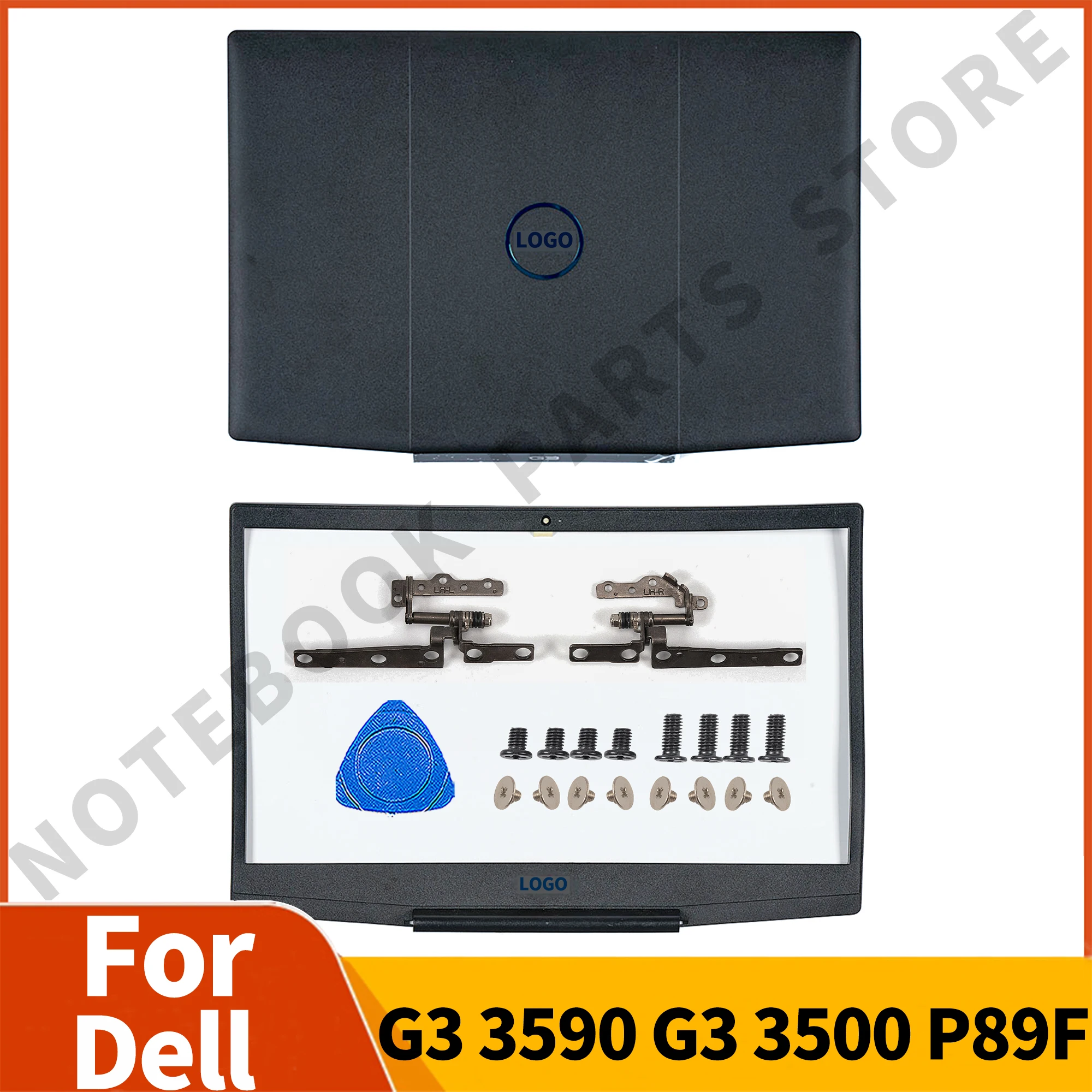 

New Original For Dell G Series G3 3590 LCD TOP Back Cover/Front Bezel/Hinges/Screws Replacement Blue Logo 0747KP 07MD2F