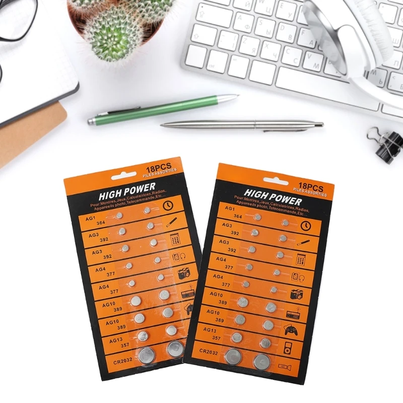 Nuovo 18 Pz Batterie Alcaline A Bottone Ad Potenza Assortiti Batteria Ag1/Lr621 Ag3/Lr41 Ag4/Lr626 Ag10/Lr1130 Ag13/Lr44