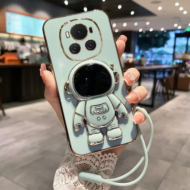 Luxury Electroplated Soft Silicone Astronaut Bumper Case with Lanyard