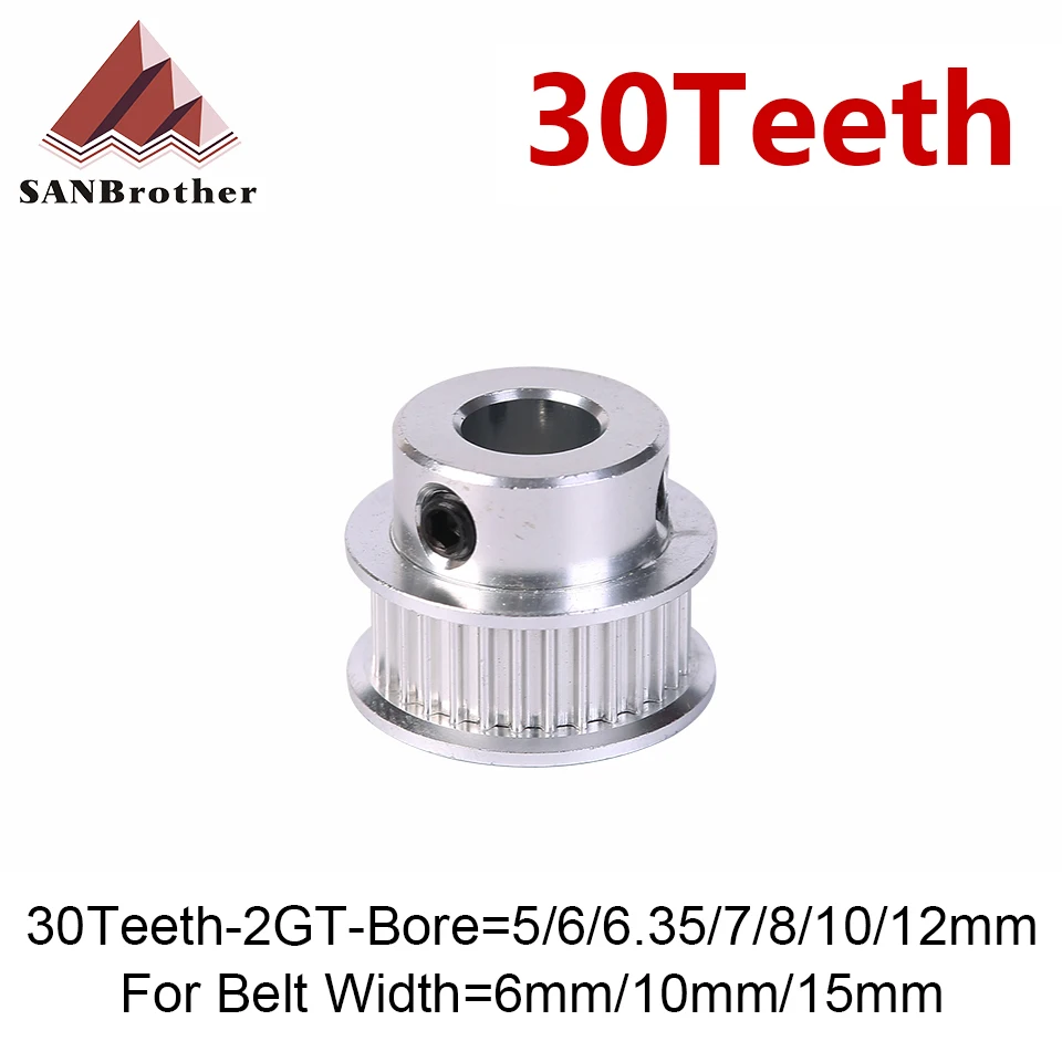 

30 teeth GT2 Timing Pulley Bore 5mm 6mm 6.35mm 8mm for belt used in linear 2GT pulley 30Teeth 30T