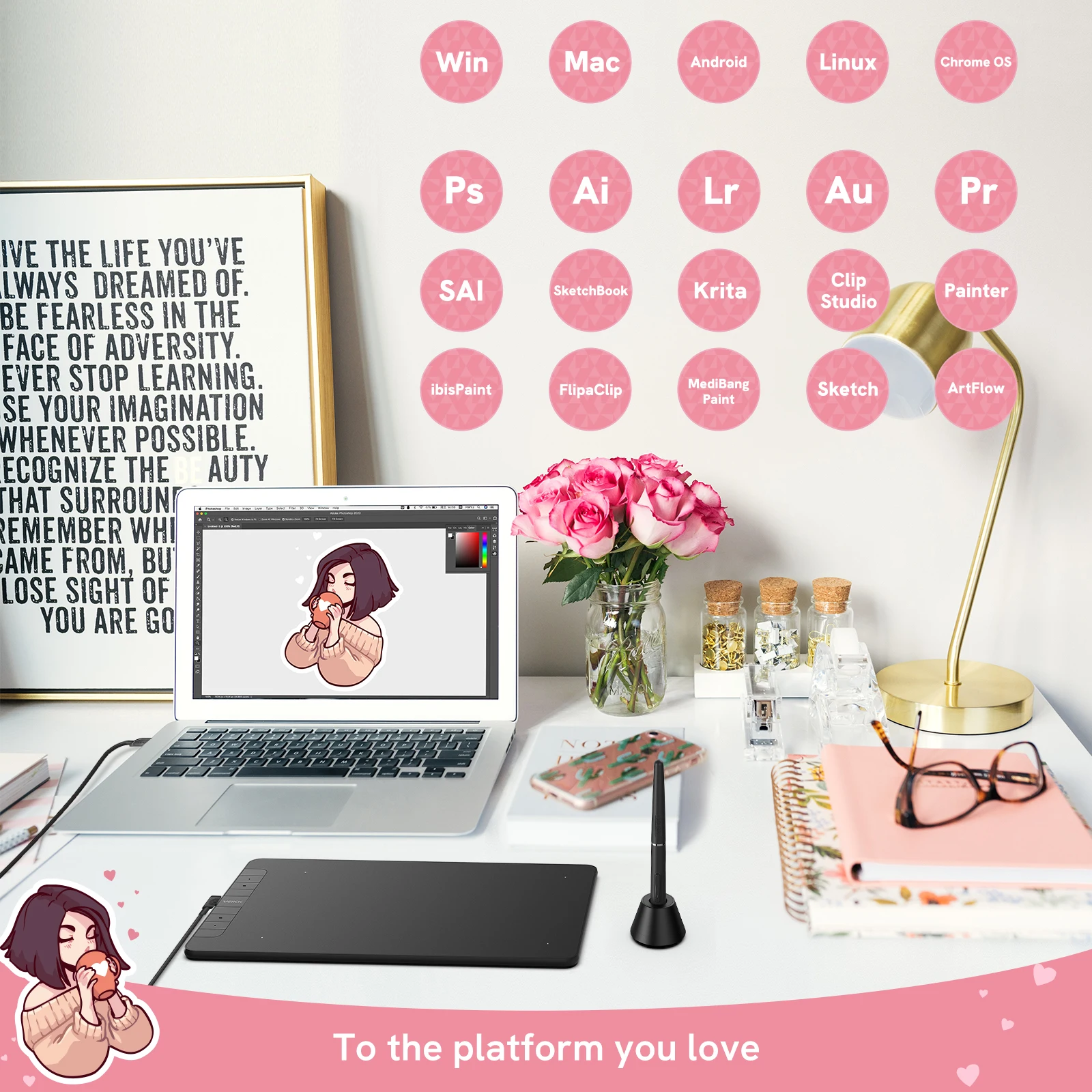 VEIKK VK1060 Graphics tablet 10x6 Inch Digital Drawing Tablet with 8192 Levels Battery-free Pen Tablet Support Tilt Android Mac - Image 4