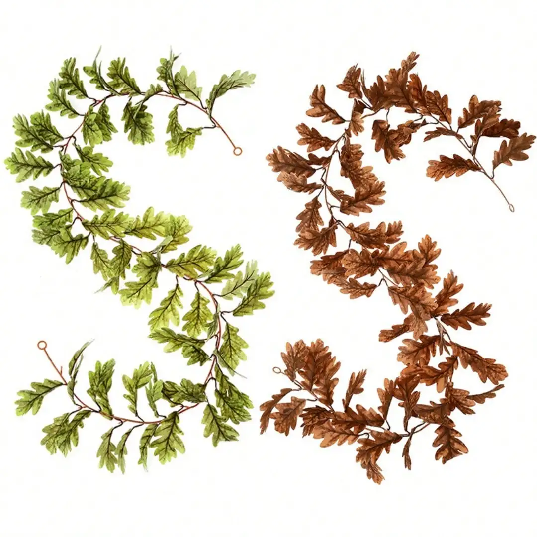 Realistische braune Hängegirlanden, Blattrebe, Dekoration, Natur, drinnen, Herbst, künstliche Ahornblatt-Girlanden, Hochzeitsbogen, Blumen – Detail 6