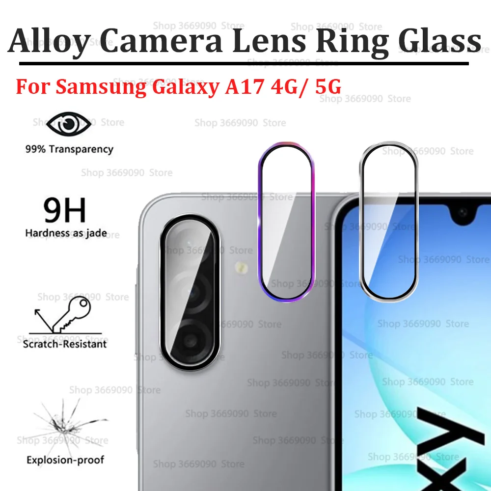 Premium Back Lens Glass Case with Metal Alloy Ring Protector Film