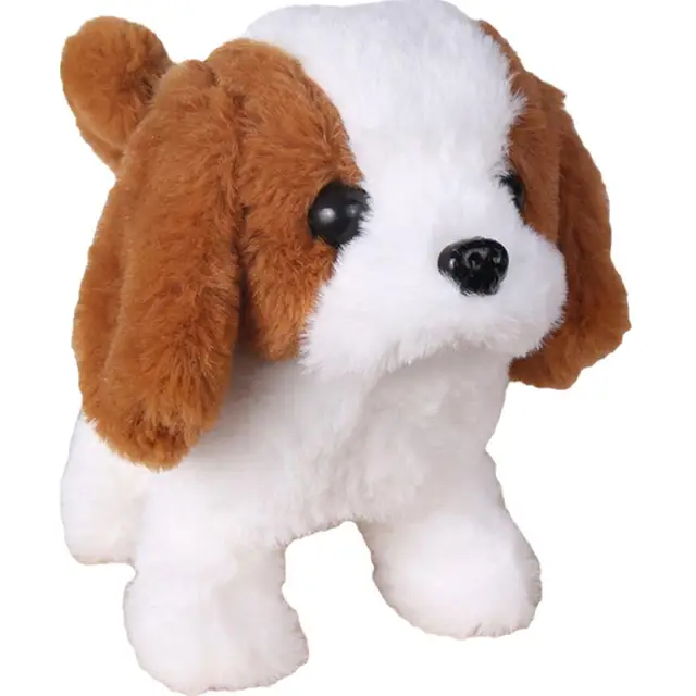 Simulation Plush Dog Electronic Interactive Pet Puppy and Traction Rope Walking Barking Tail Wagging Companion Toys For Kids 3