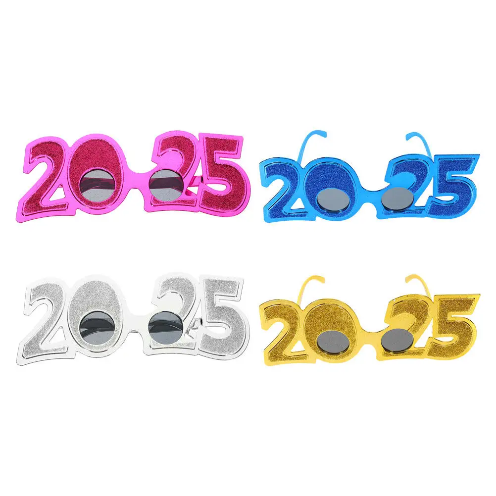 4개 재미있는 안경 2025 새해 파티 안경 사진 소품 플라스틱 장식 선글라스 파티 용품 2025 안경