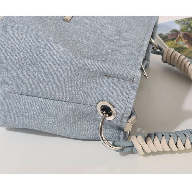 Fashion Hand Box Bag Imitation Denim Leather Small Square Bag Niche Affordable Crossbody Bag For Women