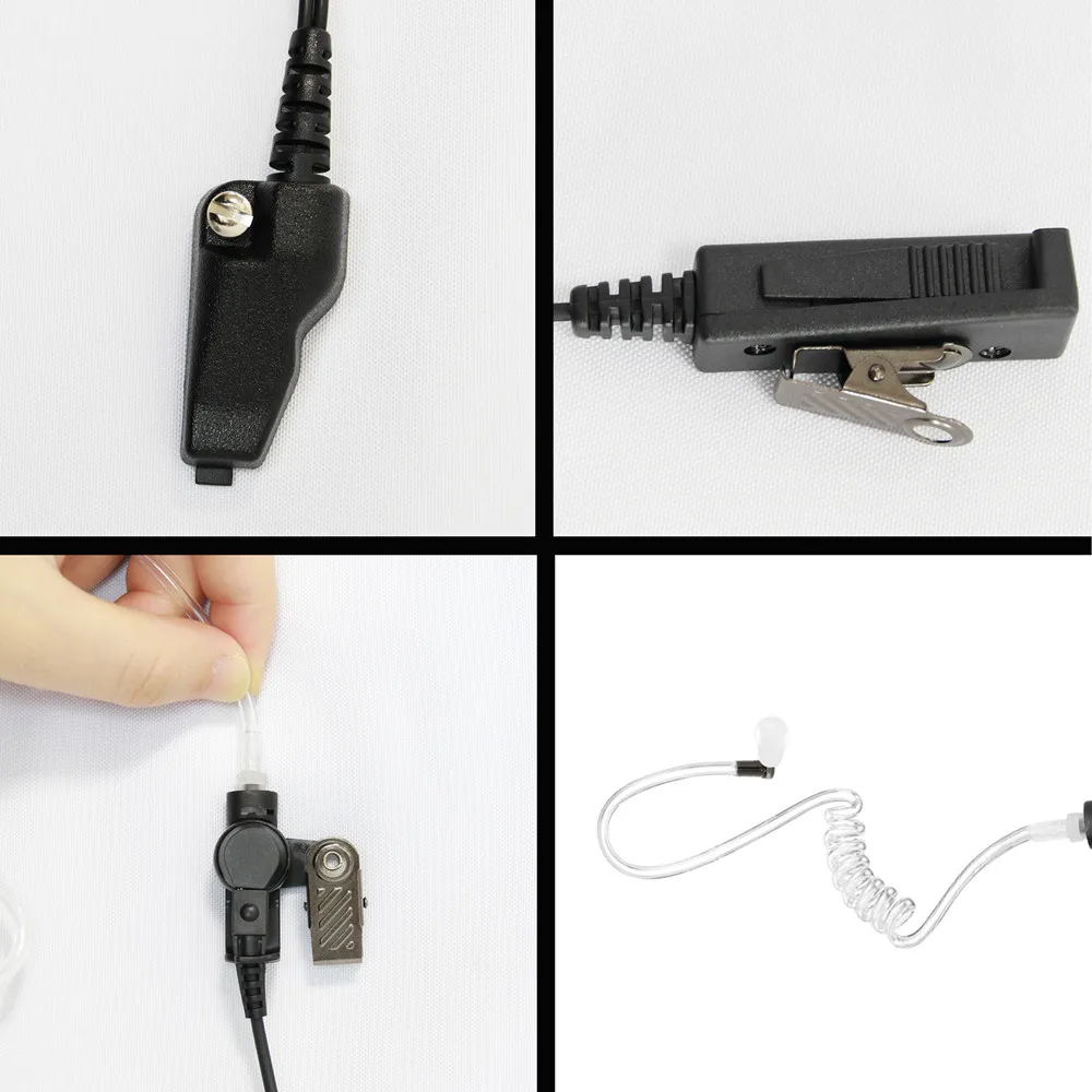 Walkie 2-Wire Surveillance Mic Earpiece For TK280 TK290 TK380 TK480 TK2140 TK3140 TK2180 TK3180 TK5210 TK5310 Radio