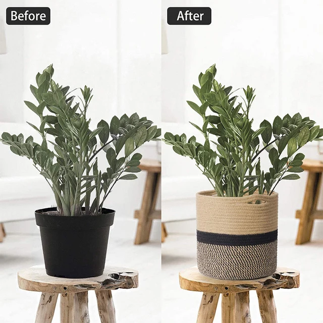 Panier à plantes en corde de coton, grande capacité, support de Pot de fleur tissé à la main, panier de rangement de jardinière d'intérieur pour magasin de plantes, jouets et vêtements 3