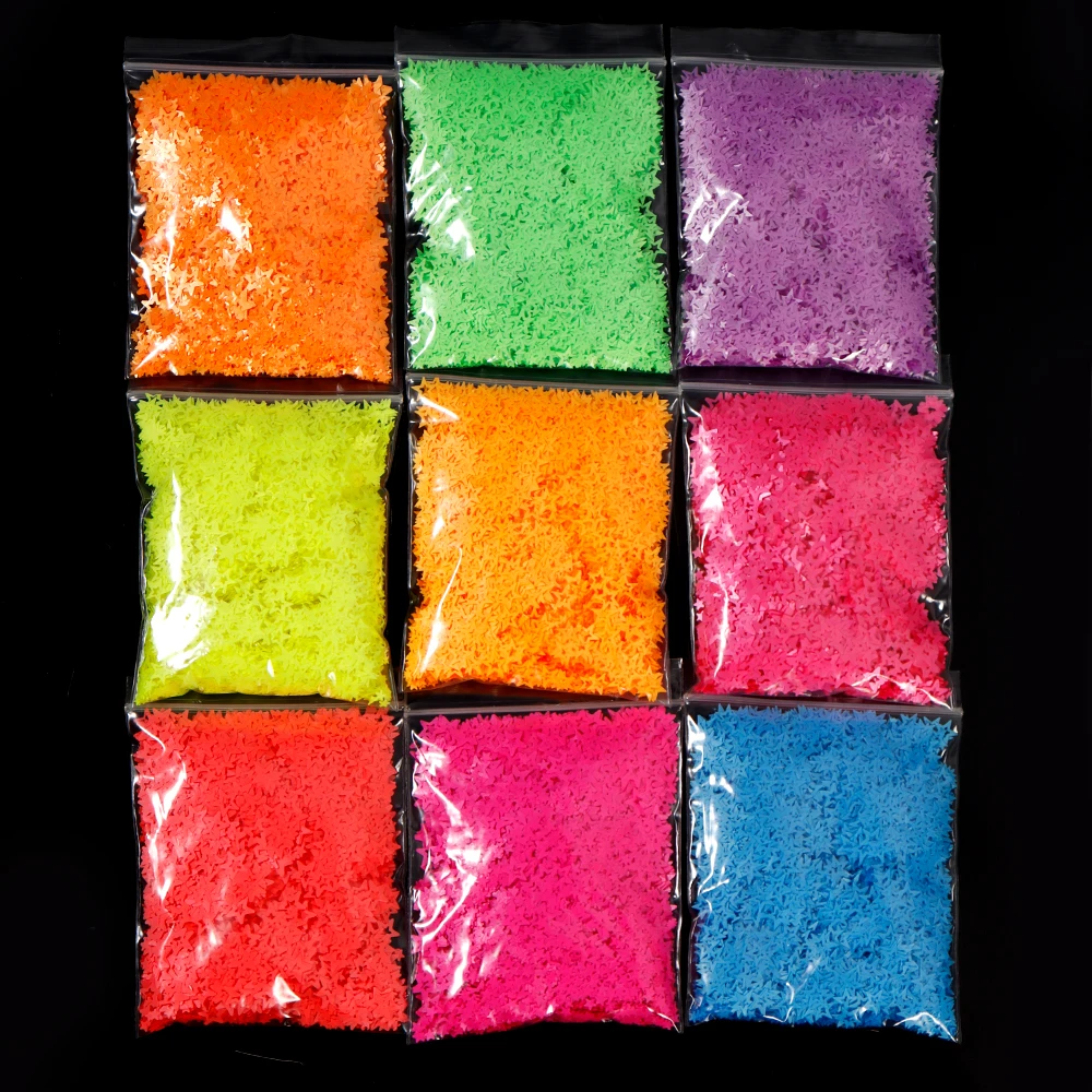 

50g/bag Neon Star Shape Sequins Mixed Size Fluorescence Glitter Flakes Nail Art Decoration Shining Paillette Acrylic Gel Nails