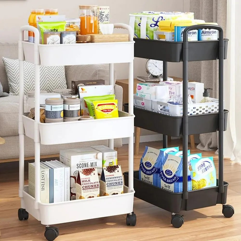 Carrito organizador de 3 niveles, con ruedas – Perfect Home