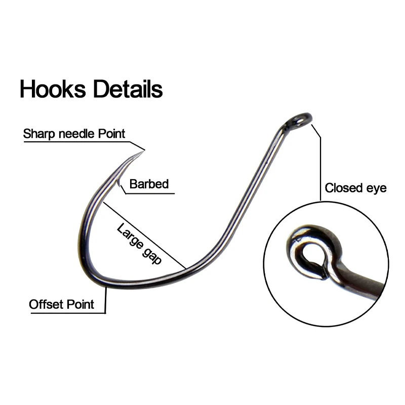210Pcs/Box High Carbon Steel Fishing Hooks Set 2#-10# Catfish Bait