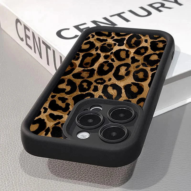 Black Leopard Print Retro Phone Case - Soft Silicone TPU Back Cover