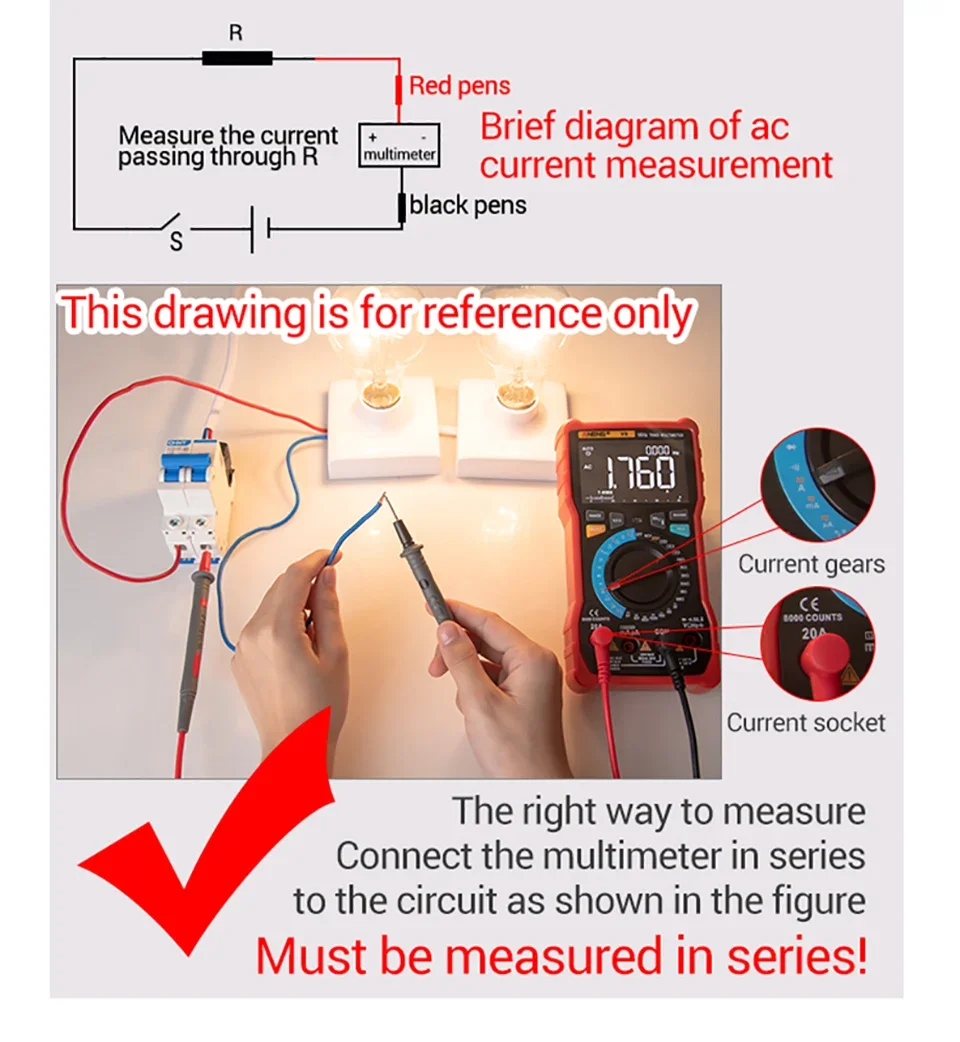 ANENG 682 Digitales Multimeter 6000 Anzeigen VA Reverse-Display AC/DC Spannung Strom Temperatur Tester NCV-Detektor USB Wiederaufladbar Mult – Detail 18
