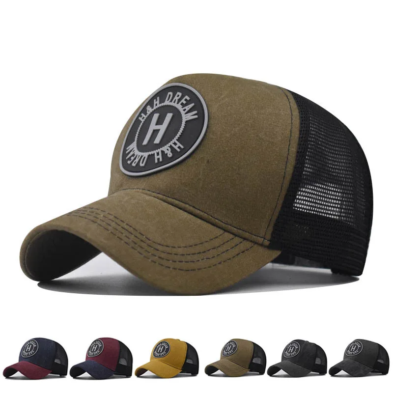 Summer Men's Baseball Cap Breathable Mesh Trucker Hat Black_voghion.com