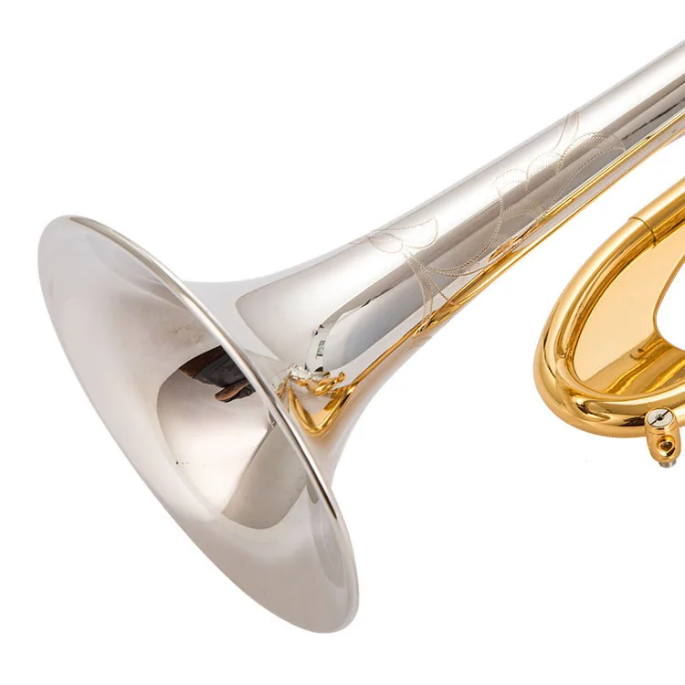 The Silver Plated Gold Key In The Lower B Key Accentuates Professional Grade Examination Of Trumpet Instruments For Beginner