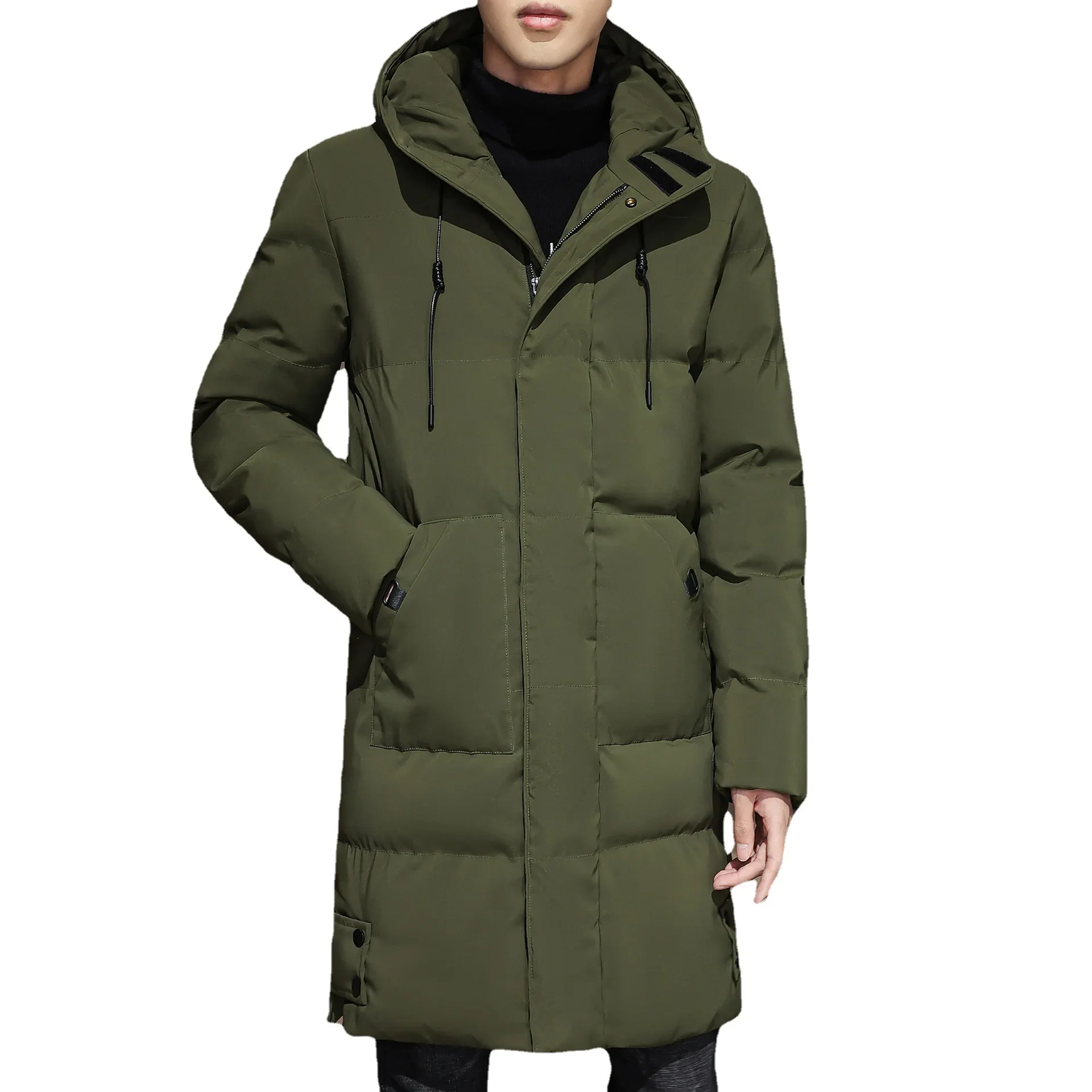 2023 Luxury Winter Men Clothing Thick Warm Parkas Mid-Length Cotton Jacket Hooded Padded Youth Coat Student Casual Outweat
