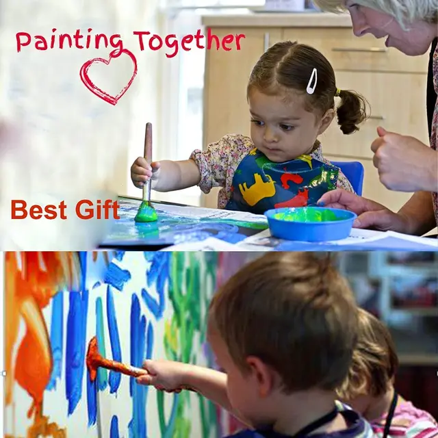 56Pcs Diy Children Painting Foam Sponge Brush Apron Moulds Tool Kit for Kids Early Art Education Learning Drawing Graffito Gift 5