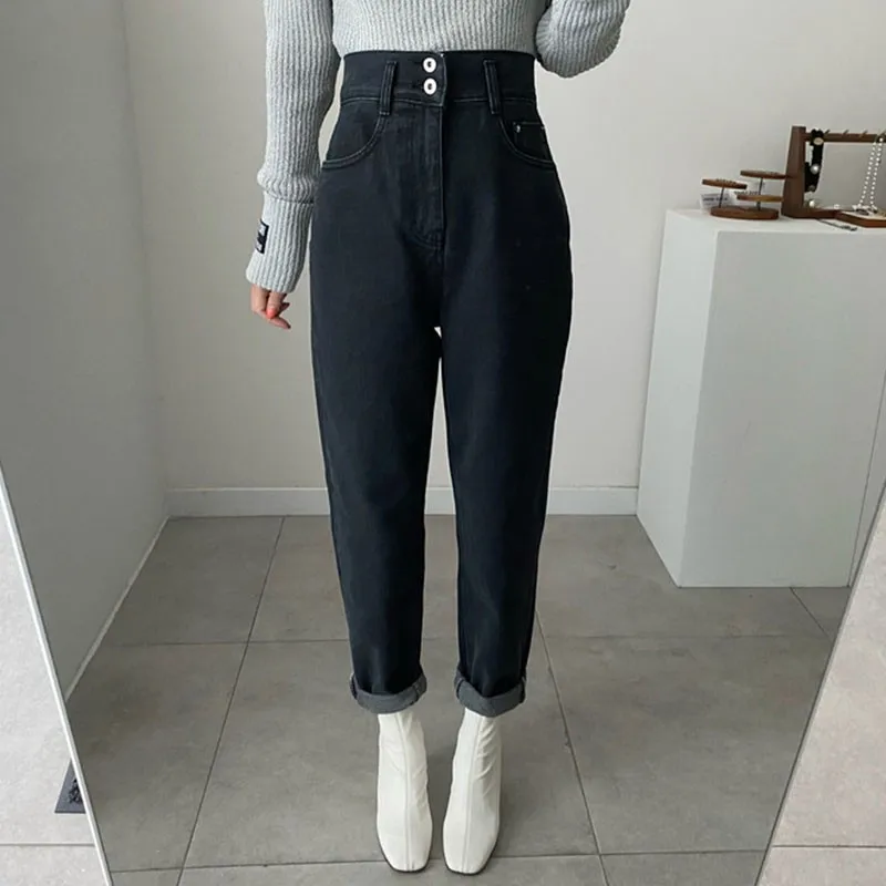 ZHISILAO Fashion High Waist Straight Jeans for Women Boyfriend Mom Harem Denim Pants Streetwear 2023