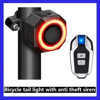 Luce posteriore per bicicletta per bici Ricarica USB Luce per bici Allarme Vibrazione Allarme veicolo Antifurto Altoparlante da 110 dB Rilevamento freno