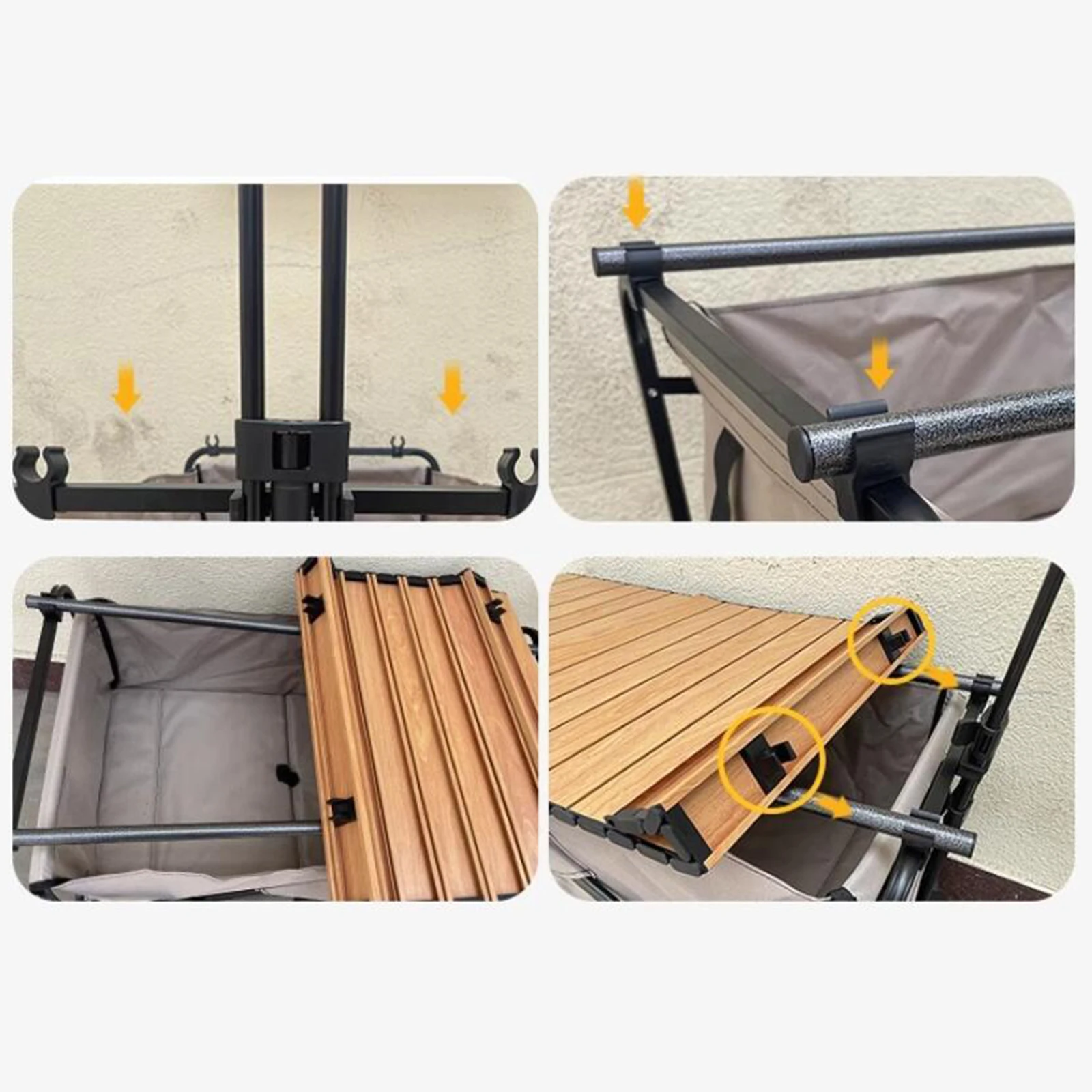 Portable Hand Cart 4x Camping Cart Card Buckle Lightweight Garden Trolley Cart Card Buckle for Hiking Transportation Shopping Traveling Sport