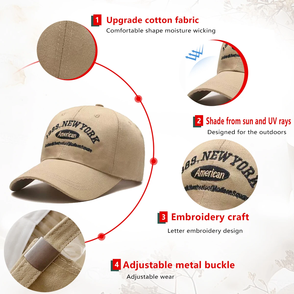Baseball Caps for Men and Women, Wide Brim, Big Head Circumference Caps, Small Sun Hats, Sunshade Embroidery Free Hat Clip