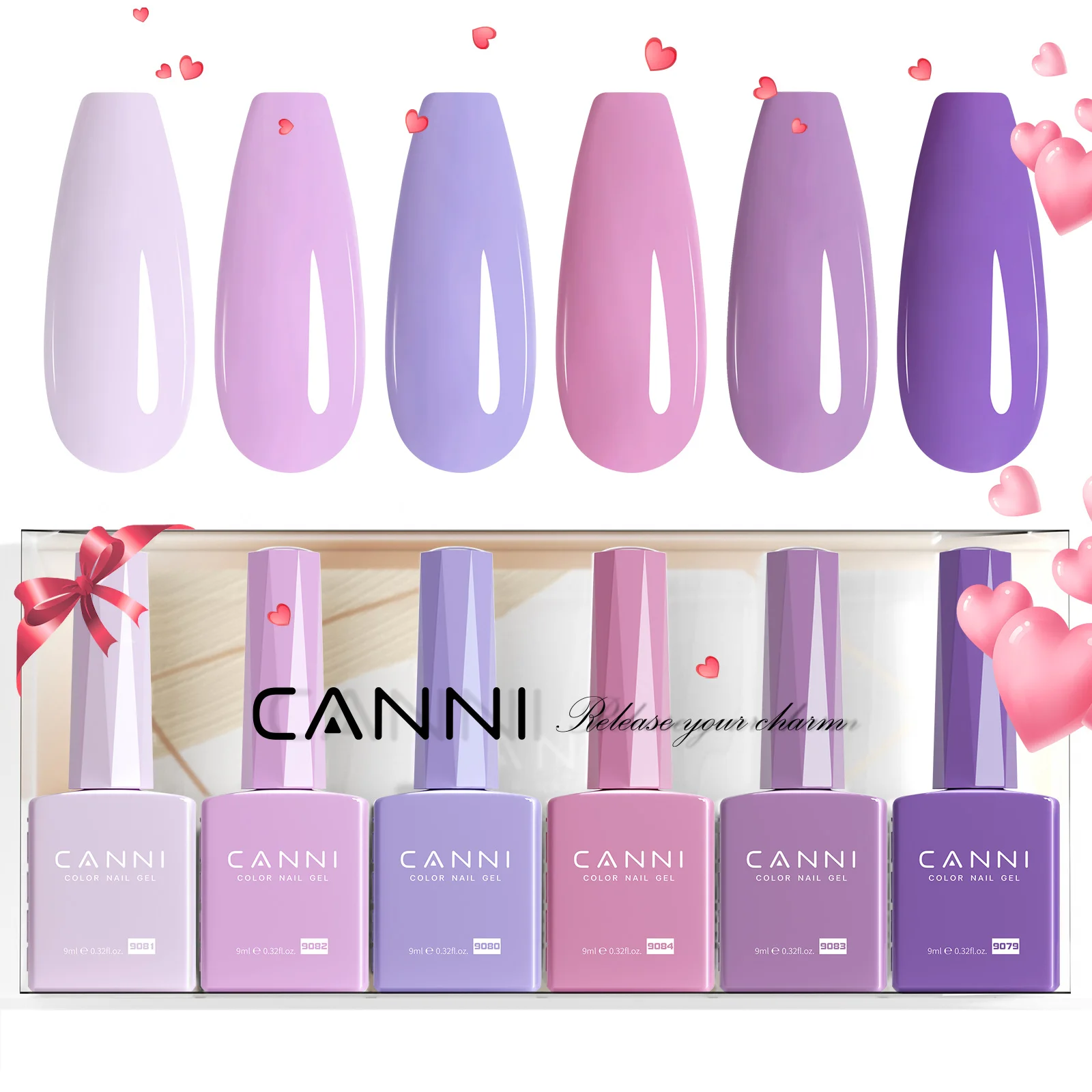 Verbessertes HEMA FREE CANNI Nagelgel-Nagellack-Set, hellviolette Kollektion, geleerosa, natürliches französisches Nageldesign, Soak Off UV-LED-Nägel