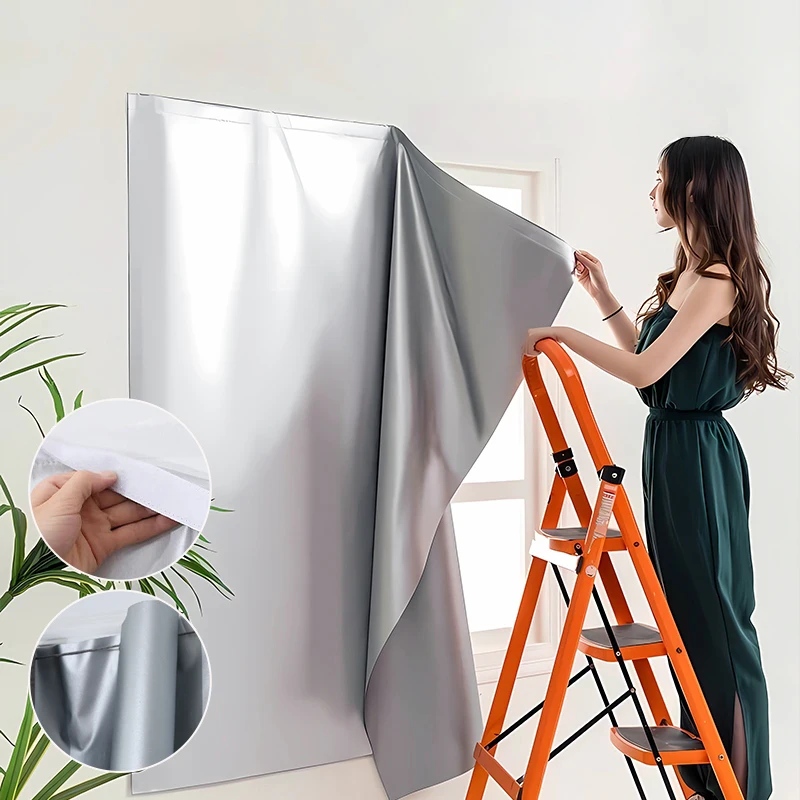 Blackout Curtain Adhesive Black Out Window Shades Sunblock Film Cloth DIY Removable Sun Blocking Darkest Curtains Sun Protection