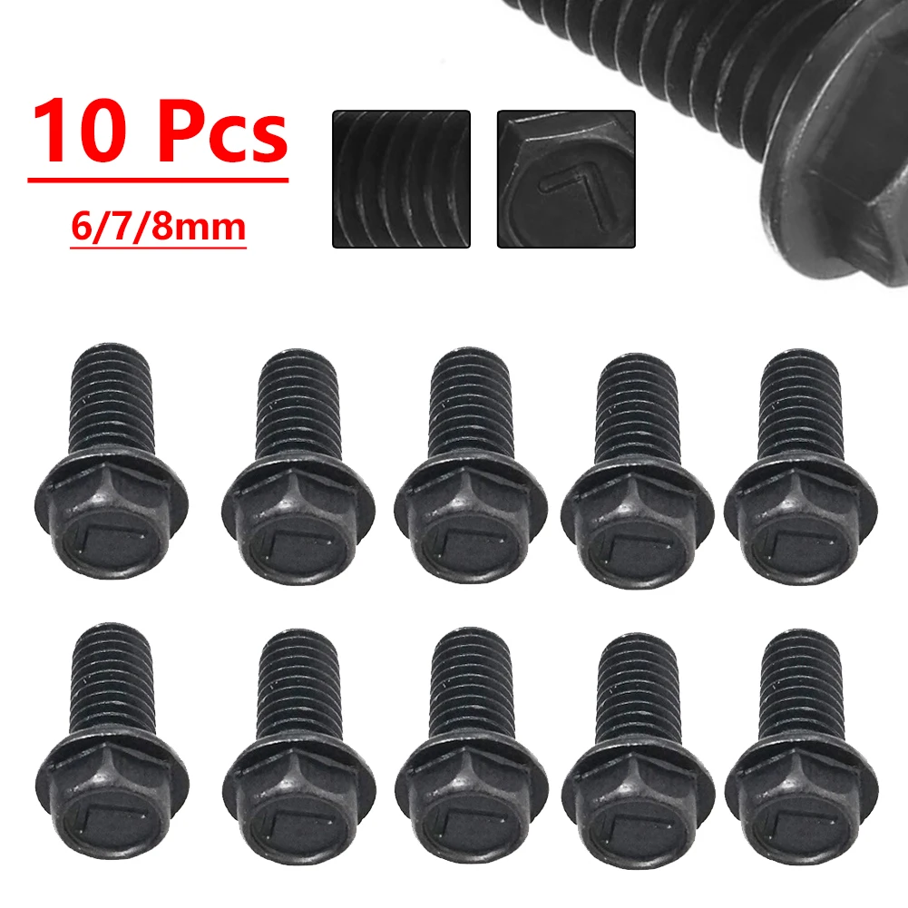 Black Metal Screw Saw Blade Bolt Sets Rosca Esquerda Hex Head Flange Tool Parts Conjuntos de Porcas e Parafusos mm mm mm 10 Pcs