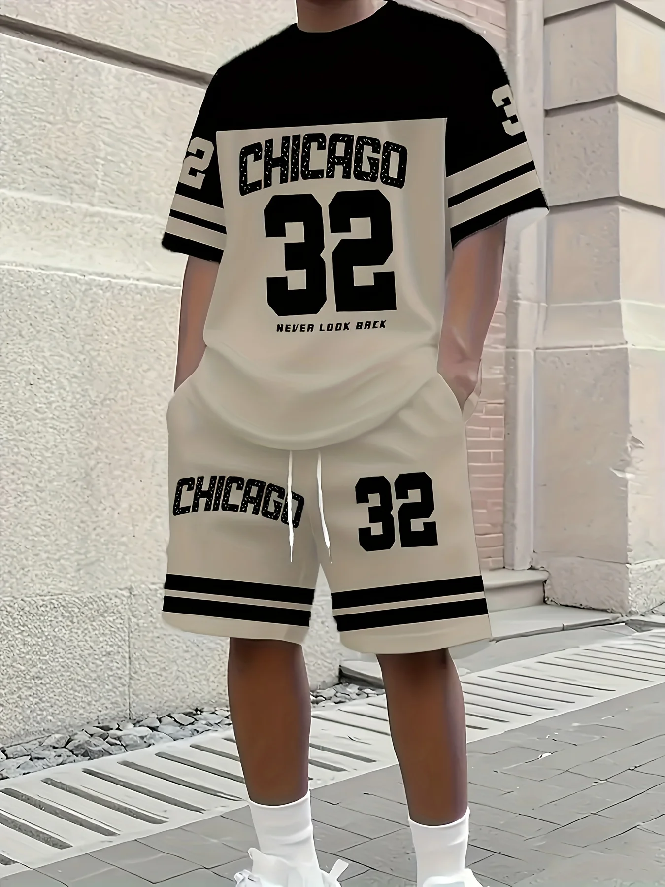 Men's Chicago-Themed Printed T-Shirt and Shorts Set 2