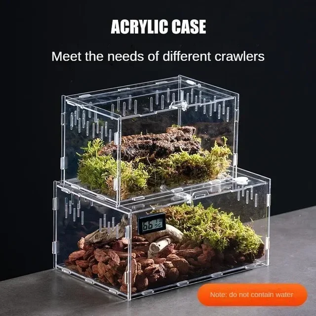 Acrylic Transparent Reptile Terrarium Breeding Box Turtle Cage Nano Arboreal Tarantula Enclosure Dearded Dragon Reptiles Habitat 5