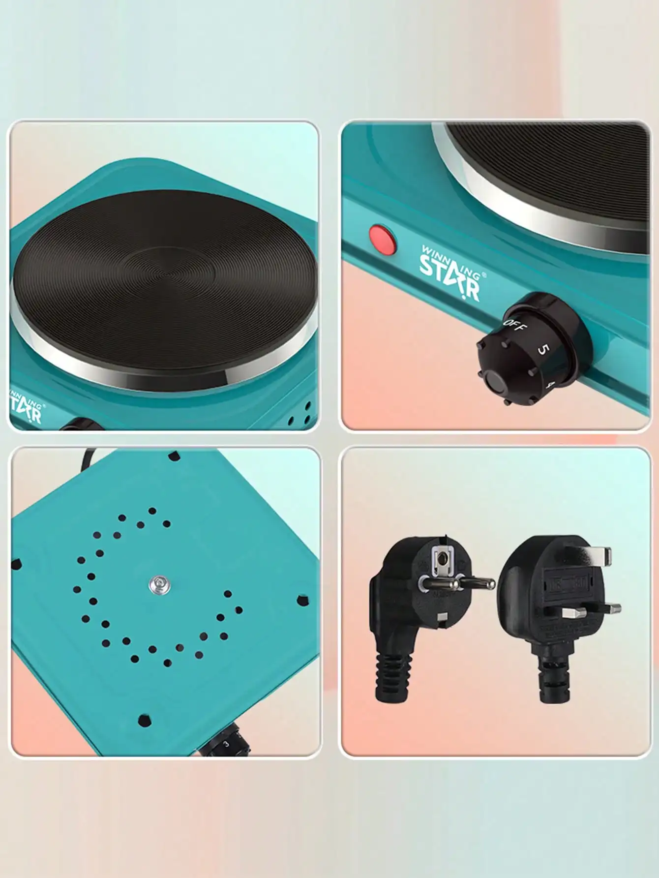 Winning Star 1 件 Electric Hot Plate 1000W 5-Level Temperature Adjustment Single Household Electric Stove Coffee Stove Electric 5