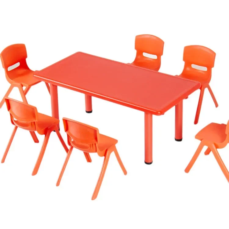 Kindergarten Table Children's Plastic Six People Long Table Children's Study Desk Adjus desk student table