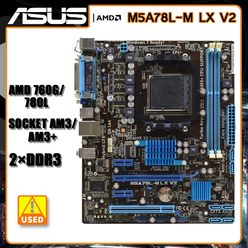 ASUS M5A78LM LX V2 AM3 Motherboard DDR3 Motherboard Socket AM3 AMD 760G SATA II For Athlon IIX2