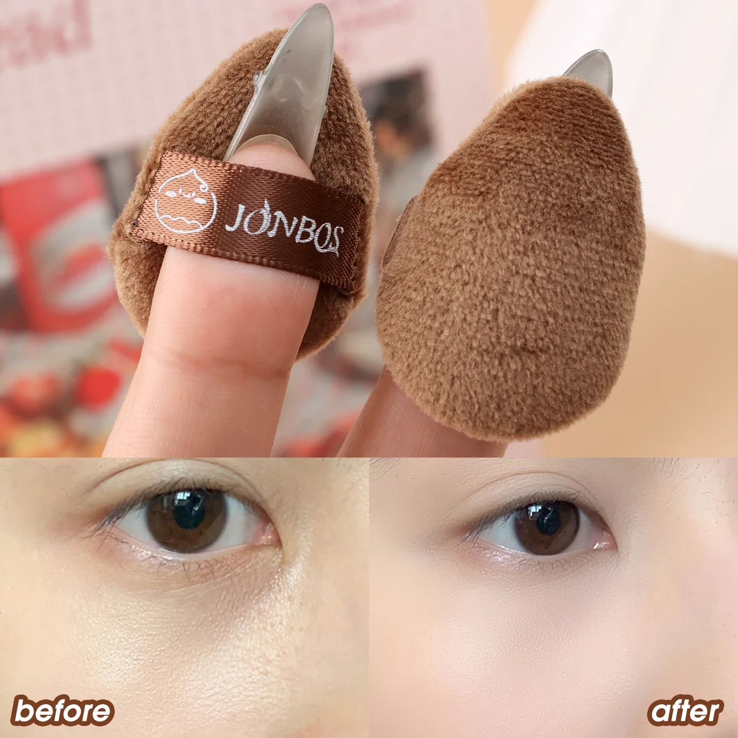 Mini Finger Powder Puff Set Super Soft Brown Dry Wet Use Velvet Cosmetics Powder Puffs Foundation Concealer Air Cushion Sponge 5