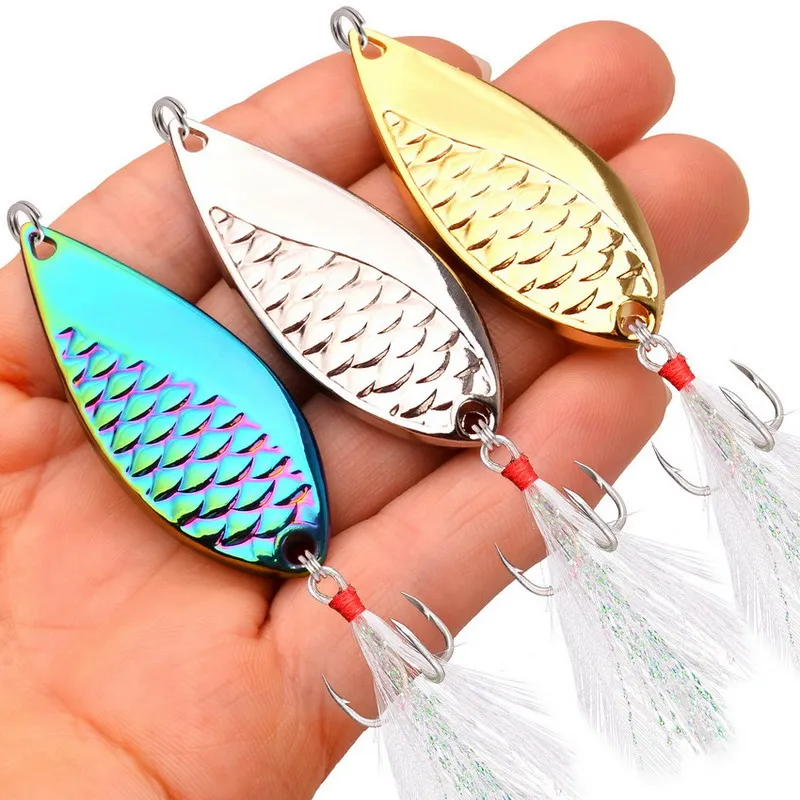 1PCS Metall Spinner Löffel Forelle Angeln Locken Harten Köder Pailletten Noise Paillette Künstliche Köder Fest Pailletten Spinner Ring Haken – Detail 3