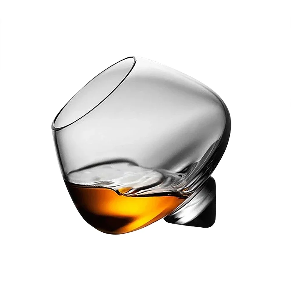 Drinking Vessels Wine Glasses 1pc Whiskey Glass Rotating High Belly Cigar Whiskey Cocktail Drinking Wine Cup Tumbler Down Bar KTV Club Glasses